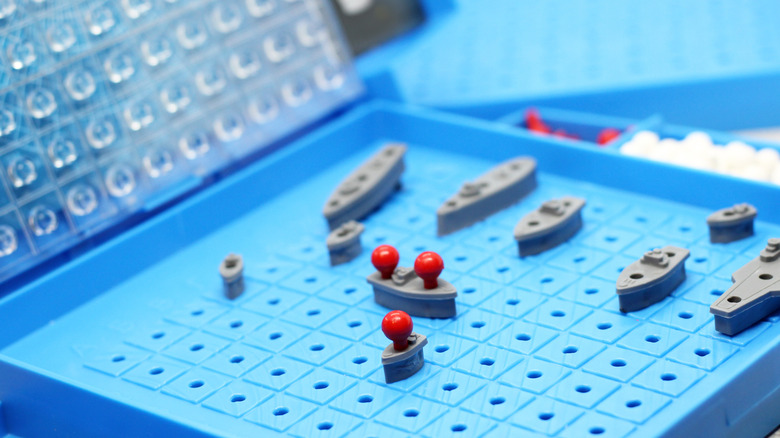 Close up of Battleship board game and pieces