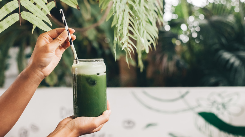 green juice in a glass