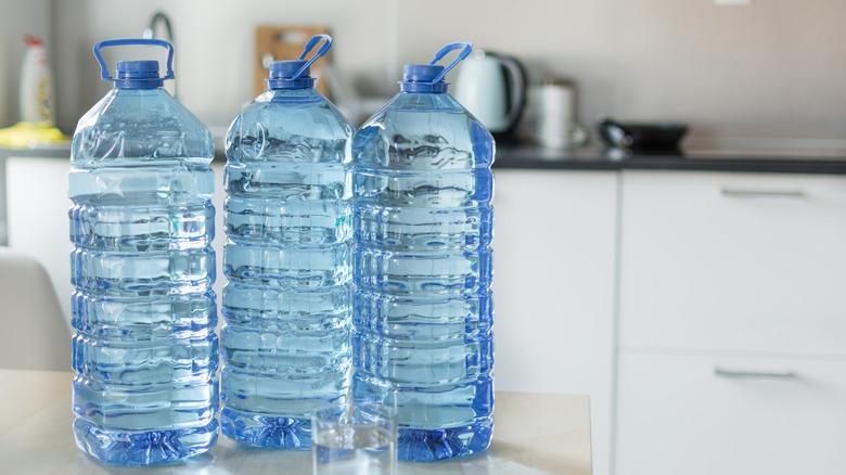 Three large bottles of water