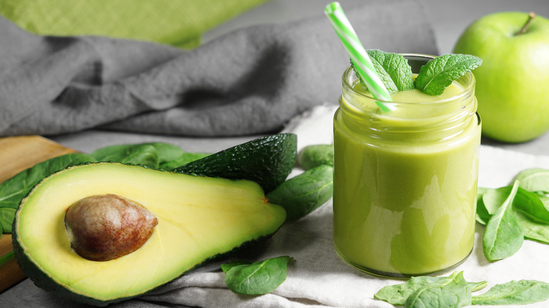 Green smoothie with avocado