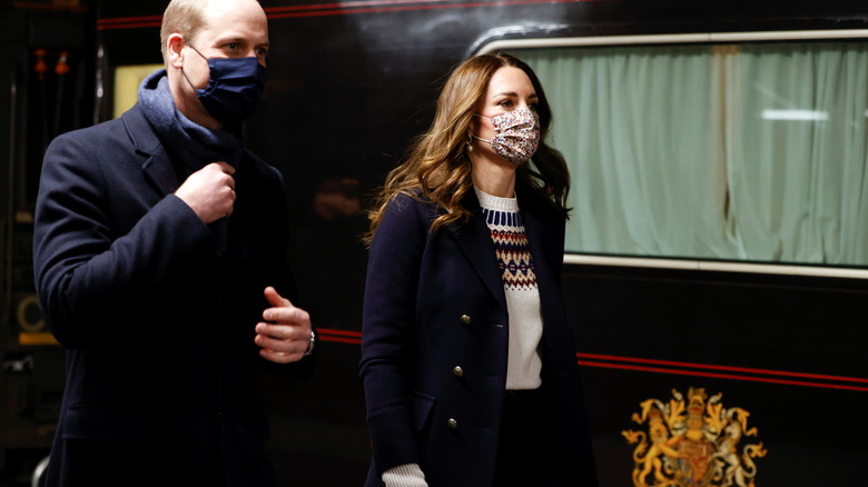 William and Kate with royal train