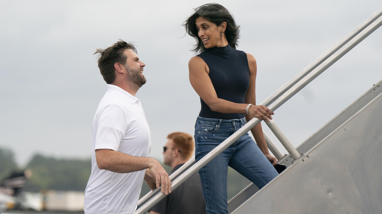 JD Vance and Usha Vance boarding a plane