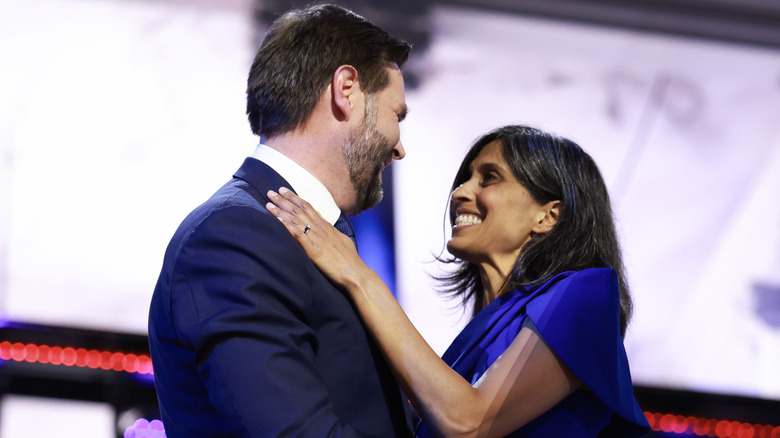 JD Vance and wife Usha smiling at each other