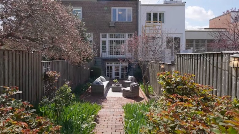 View of the garden from garage