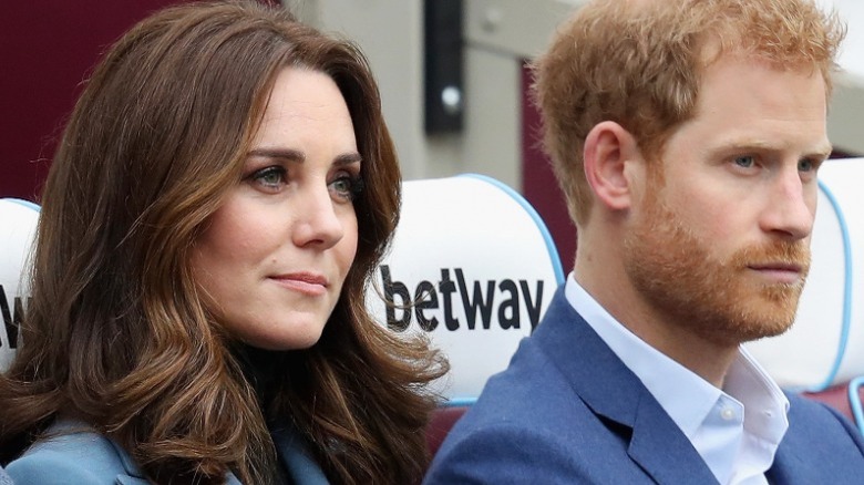 Kate Middleton and Prince Harry looking unhappy