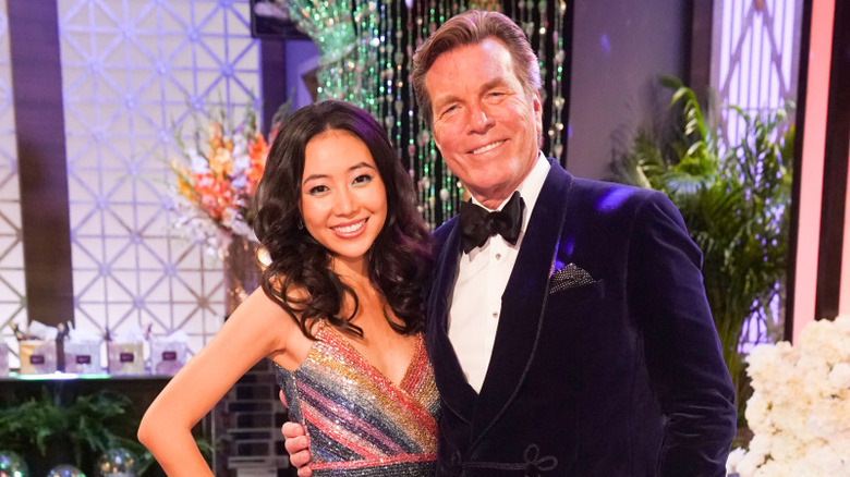 Kelsey Wang and Peter Bergman smiling