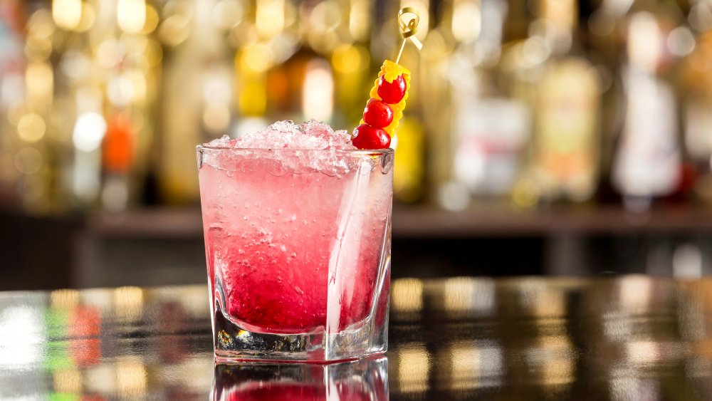 Kendall Jenner typical food: A Shirley Temple mocktail on a bar