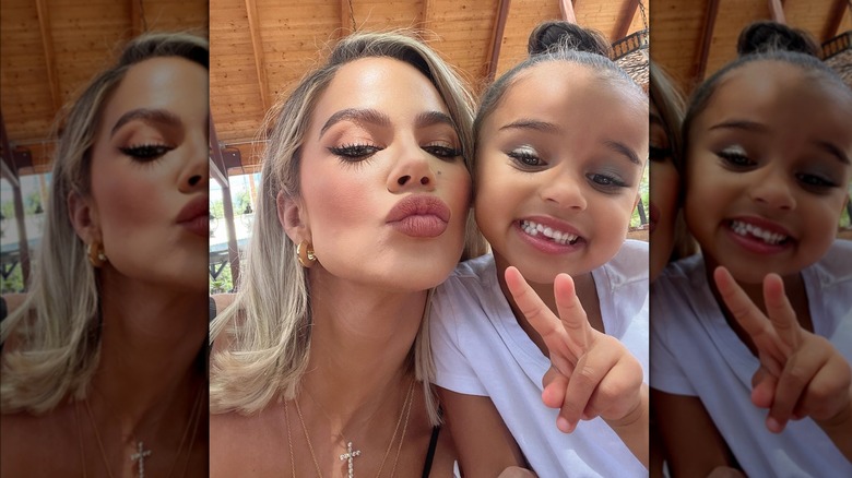 Khloé and Dream Kardashian taking a selfie