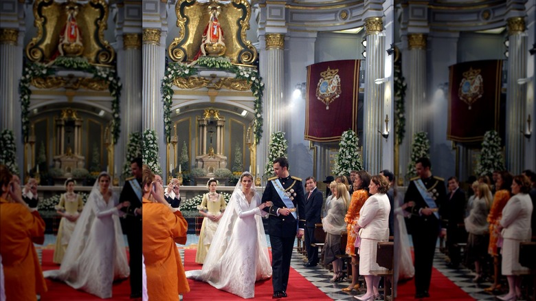 Queen Letizia and King Felipe walking