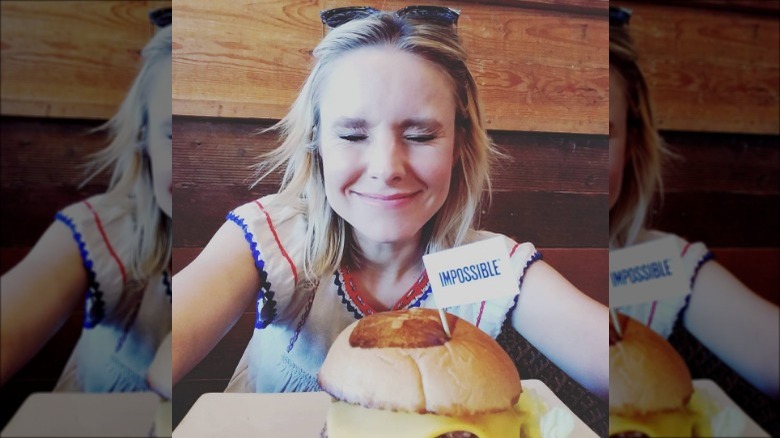 Kristen Bell with an Impossible Burger