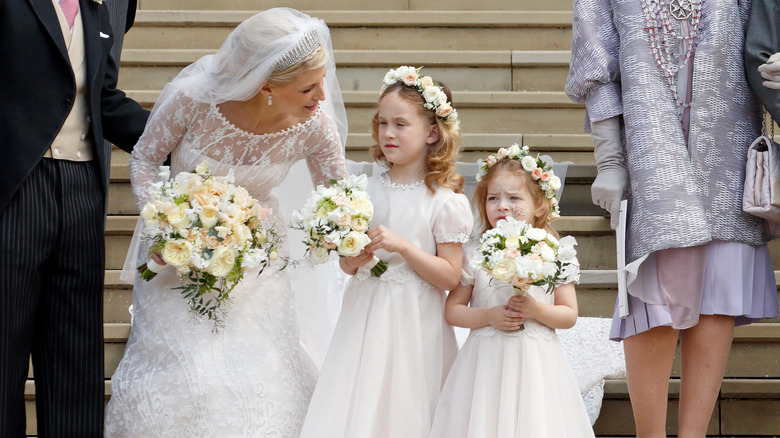 Lady Gabriella Windsor talking to Bridesmaids