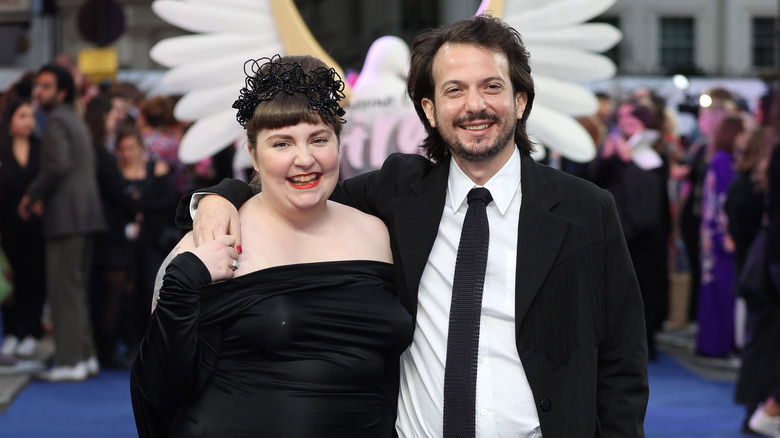 Lena Dunham and Luis Felber smiling