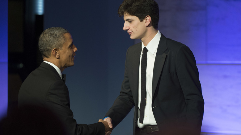 Jack Schlossberg shaking hands with President Obama