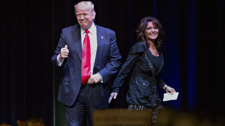 Sarah Palin and Donald Trump smiling