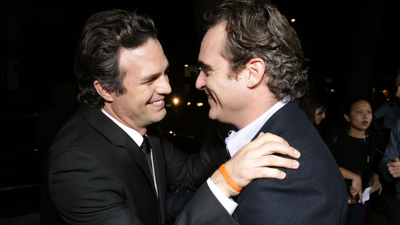 Mark Ruffalo and Joaquin Phoenix embracing