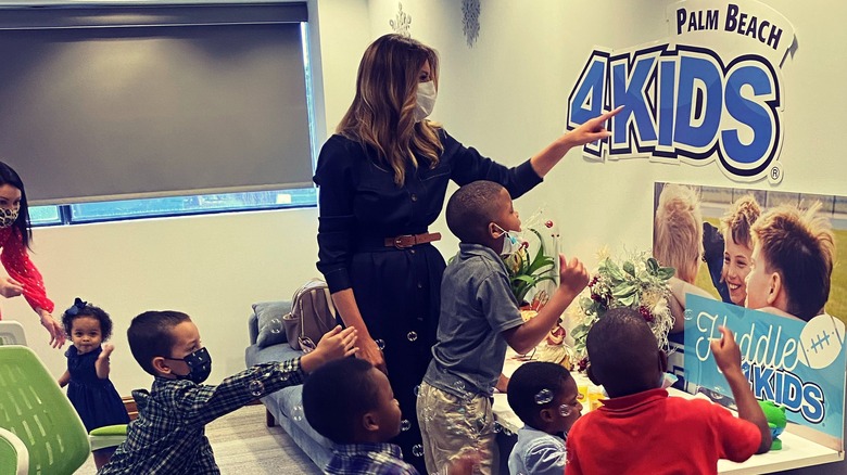 Melania Trump with children in South Florida