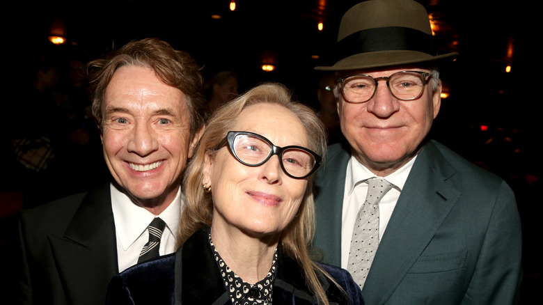 Martin Short, Meryl Streep, and Steve Martin looking happy