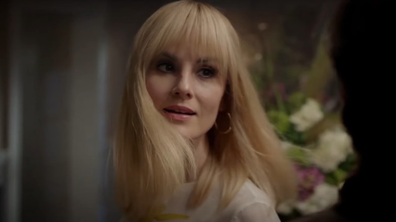 Michelle Dockery wearing blond wig