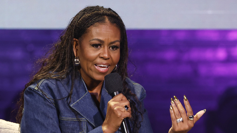 Michelle Obama talking at an event