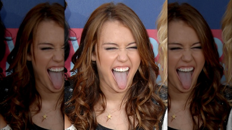 Miley Cyrus sticking her tongue out