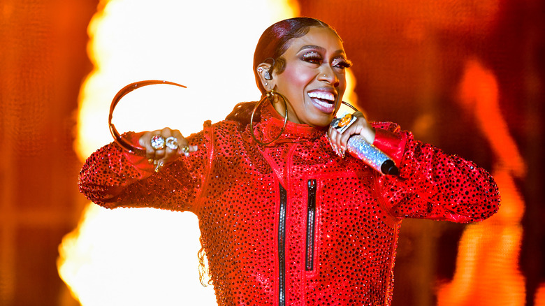 Missy Elliott performing on stage