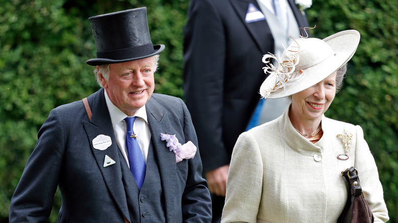 Andrew Parker Bowles and Princess Anne outside