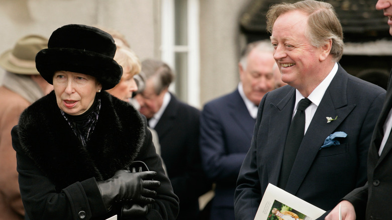 Andrew Parker Bowles and Princess Anne at Rosemary Parker Bowles' funeral