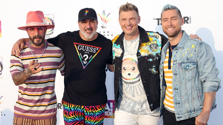 AJ McLean and Nick Carter of Backstreet Boys with Joey Fatone and Lance Bass of NSYNC