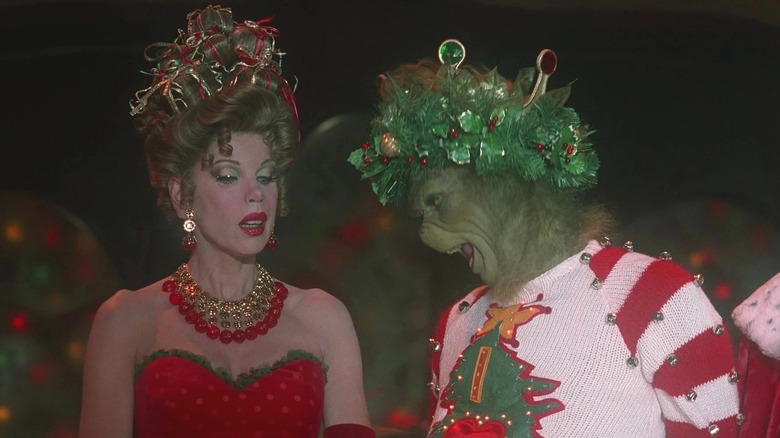 Christine Baranski and Jim Carrey in the Grinch film