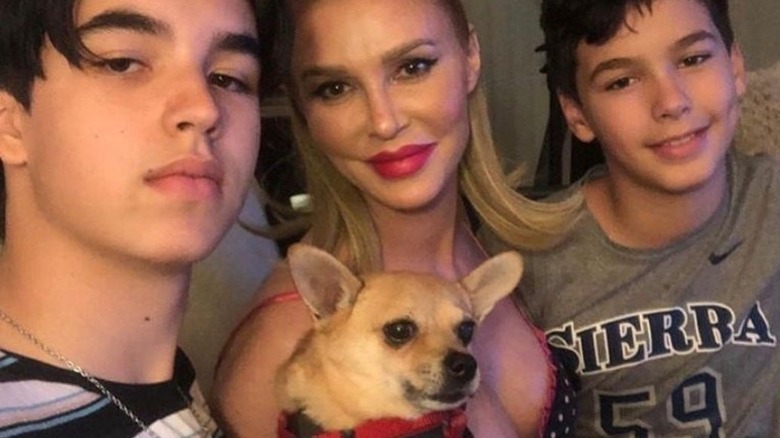 Brandi Glanville, sons, and dog