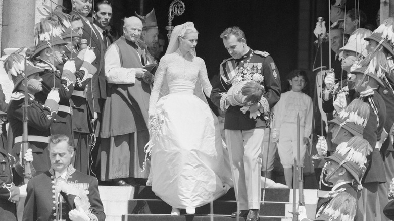 Grace Kelly and Prince Rainier at their wedding