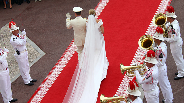 Princess Charlene walking down the aisle