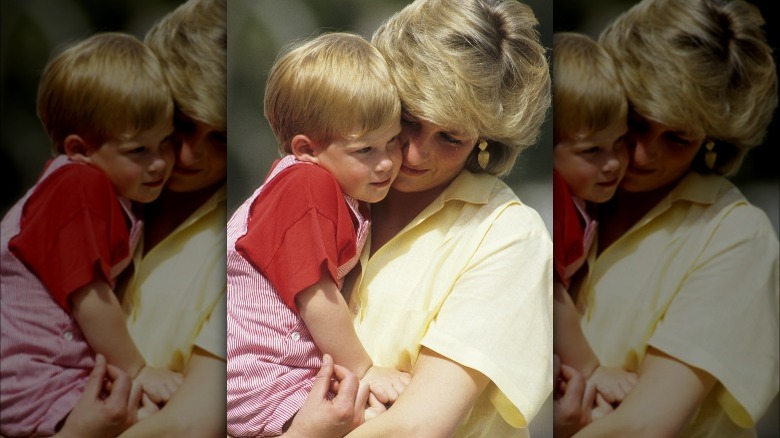 Princess Diana with Prince Harry, as a child