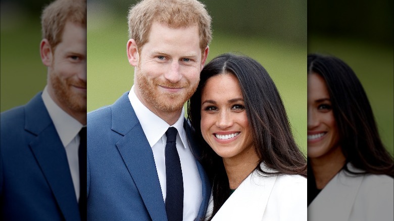 Harry and Meghan announcing their engagement