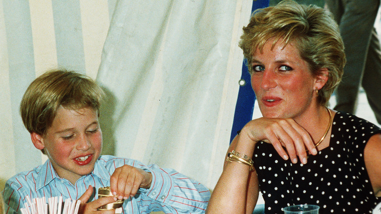 Young Prince William with his mother Princess Diana