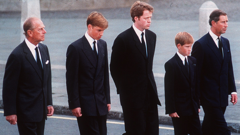 Charles Spencer with royal family at funeral