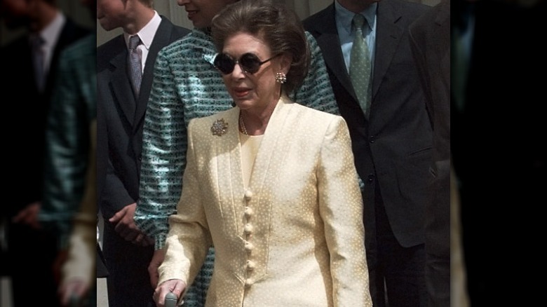 Princess Margaret walking with cane