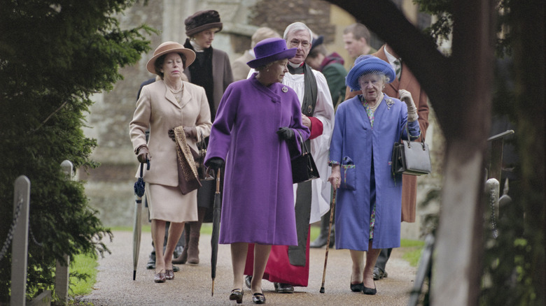 Princess Margaret walking with the royals