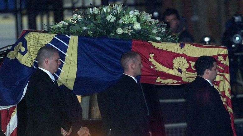 Princess Margaret's coffin being carried 