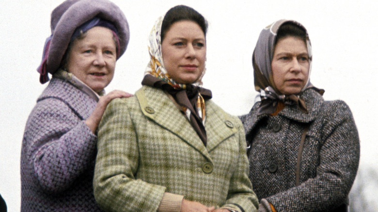 The queen mother, Princess Margaret, and Queen Elizabeth