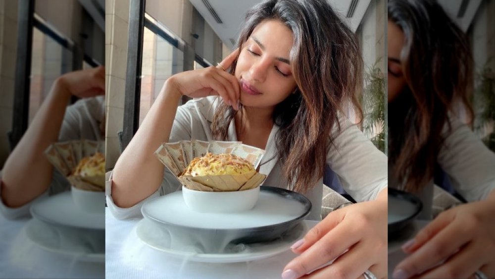 Priyanka Chopra with dessert