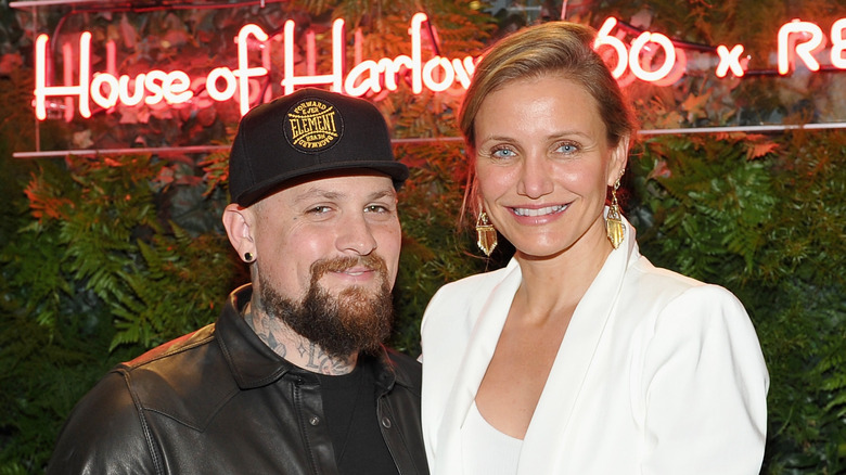 Cameron Diaz and Benji Madden smiling