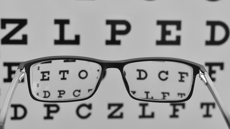 glasses and a vision test