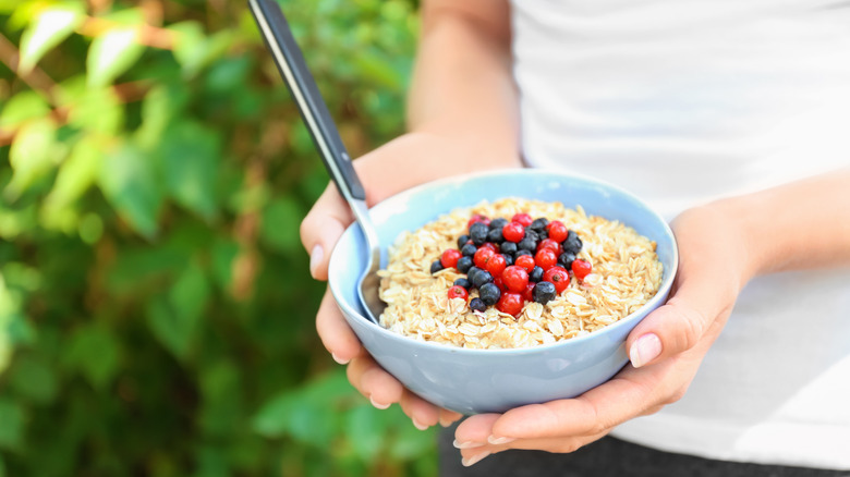 bowl of oatmeal with berries