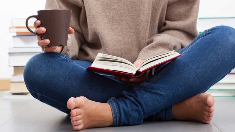 woman reading book