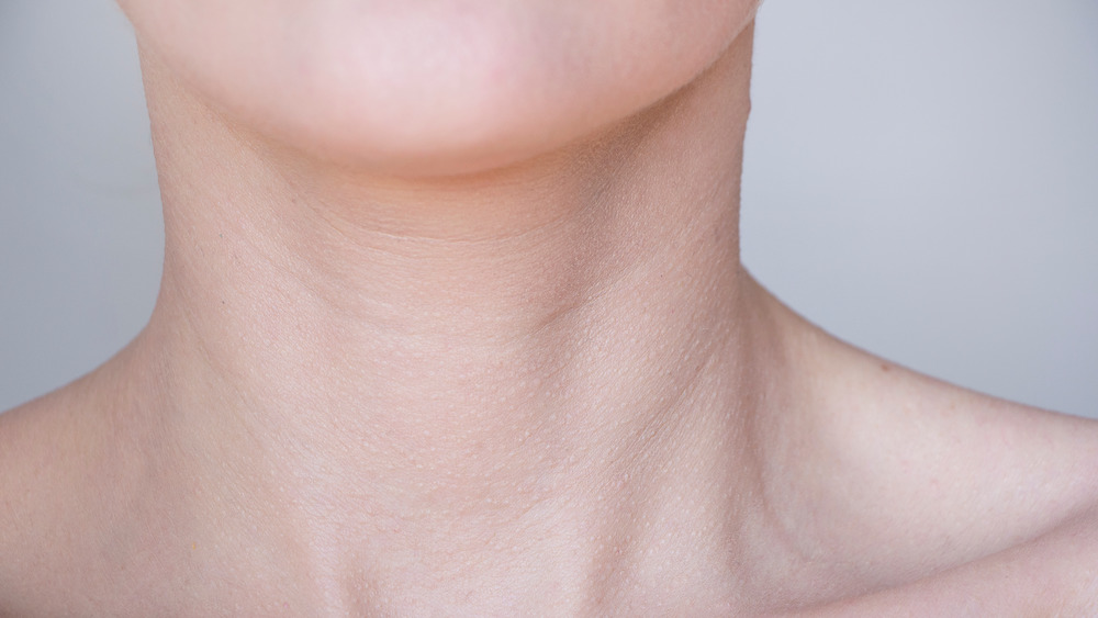 The skin on a woman's neck