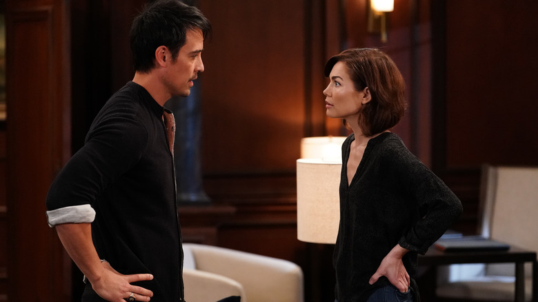 Nikolas talking to a shocked Elizabeth