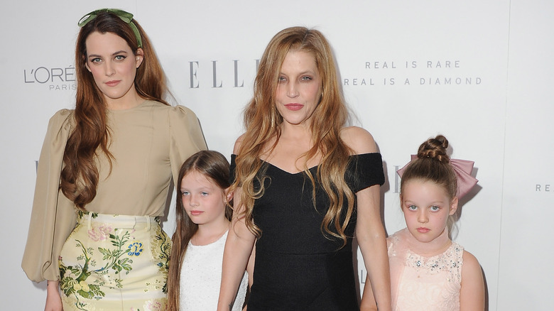 (L-R) Riley Keough, Harper Lockwood, Lisa Marie Presley, and Finley Lockwood