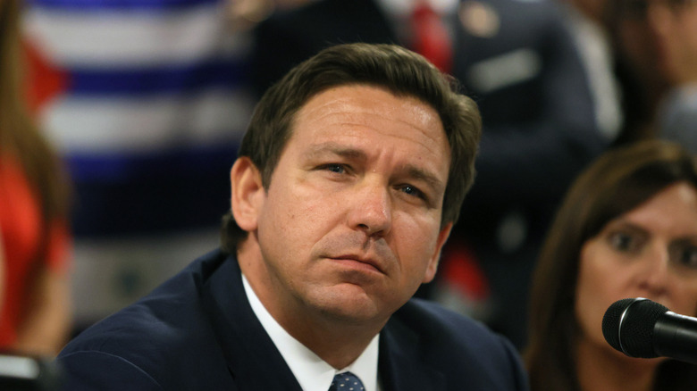 Florida Governor Ron DeSantis frowning 