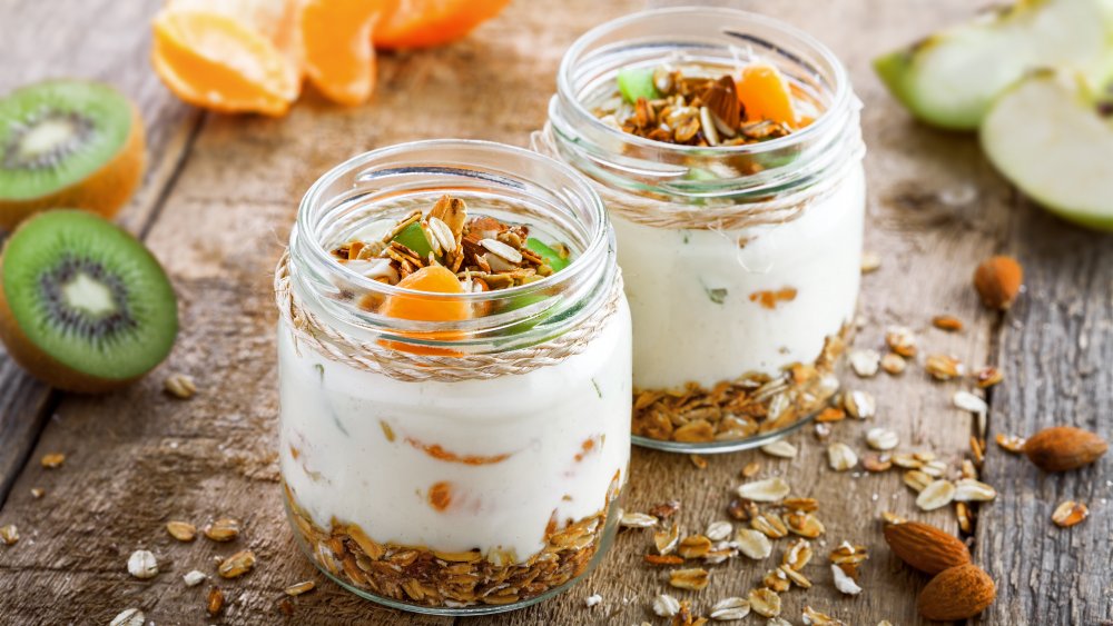 Greek yogurt with granola and fruit